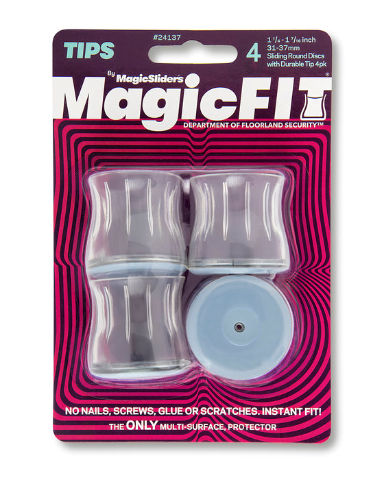 MAGIC FIT - 1 1/4" - 1 7/16" Round Slider - 4 Pack
