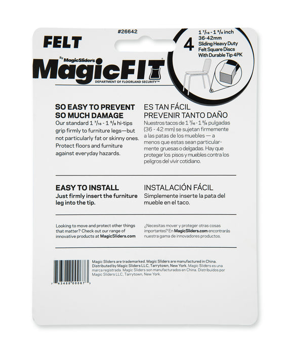 MAGIC FIT - 1 7/16" - 1 5/8" Square Felt - 4 Pack