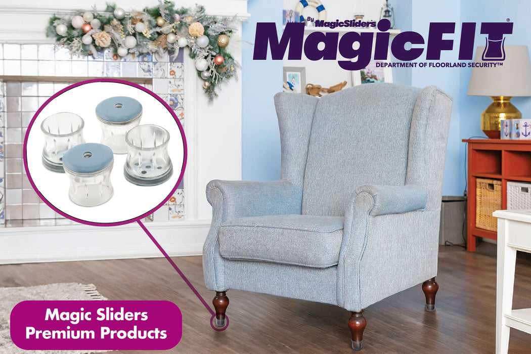 MAGIC FIT - 1 1/4" - 1 7/16" Round Slider - 4 Pack