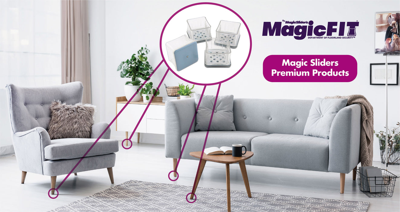 MAGIC FIT - 1 7/16" - 1 5/8" Square Slider - 4 Pack