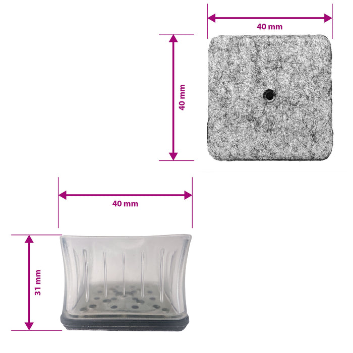 MAGIC FIT - 1 1/4" - 1 3/8" Square Felt - 4 Pack