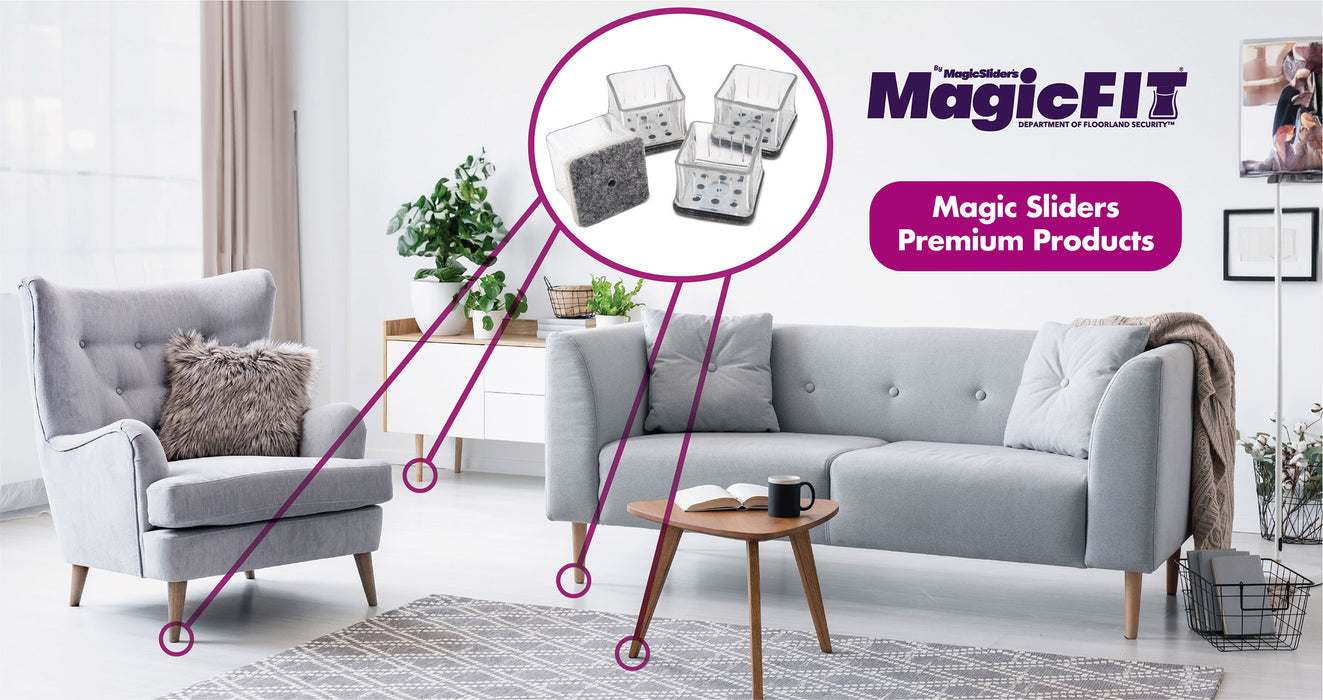 MAGIC FIT - 1 7/16" - 1 5/8" Square Felt - 4 Pack