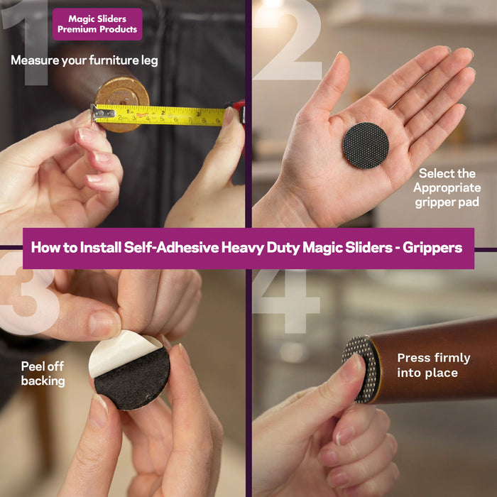 3/4" Black Self-Adhesive Heavy-Duty Rubber Gripper Pads - 20 Pack