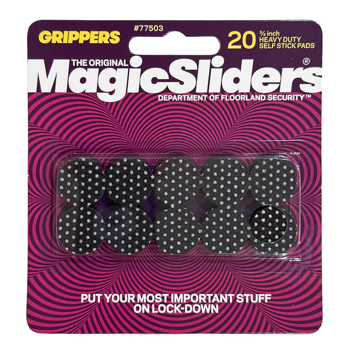3/4" Black Self-Adhesive Heavy-Duty Rubber Gripper Pads - 20 Pack