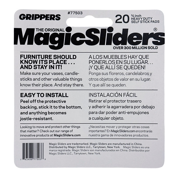 3/4" Black Self-Adhesive Heavy-Duty Rubber Gripper Pads - 20 Pack