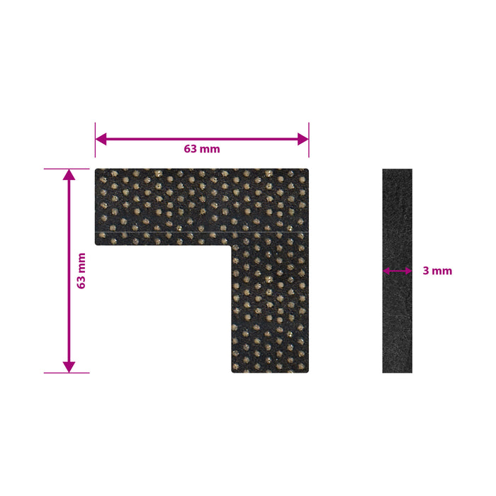 1 1/2" x 1 1/2" Black Self-Adhesive Heavy-Duty Rubber Gripper L-Shape Pads - 8 Pack