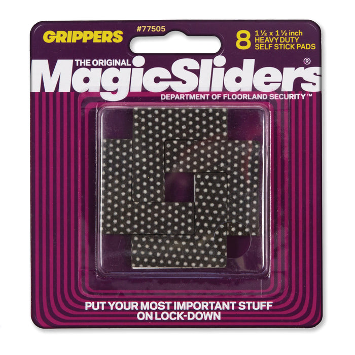 1 1/2" x 1 1/2" Black Self-Adhesive Heavy-Duty Rubber Gripper L-Shape Pads - 8 Pack