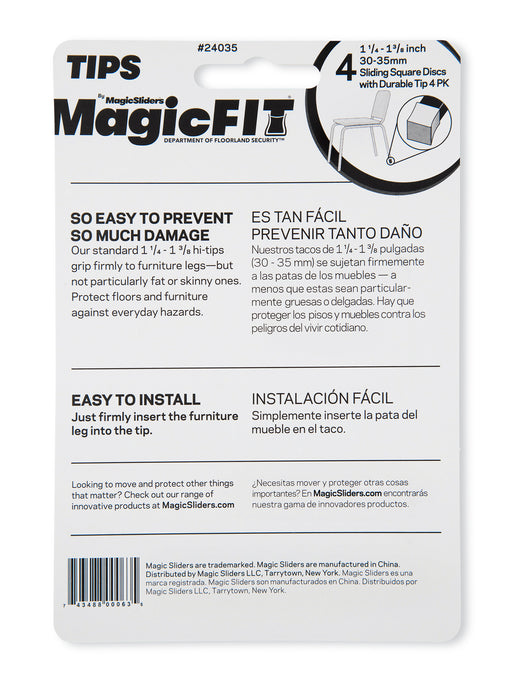 MAGIC FIT - 1 1/4" - 1 3/8" Square Slider - 4 Pack - Magic Sliders