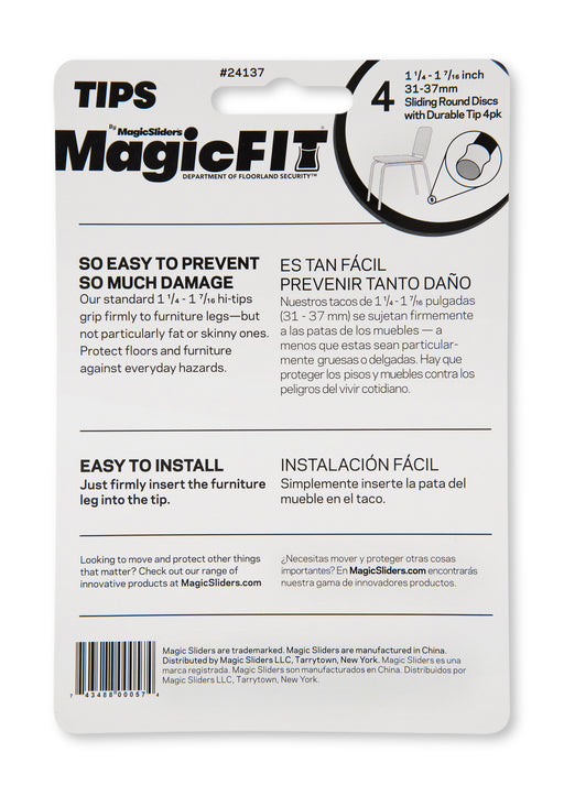 MAGIC FIT - 1 1/4" - 1 7/16" Round Slider - 4 Pack - Magic Sliders