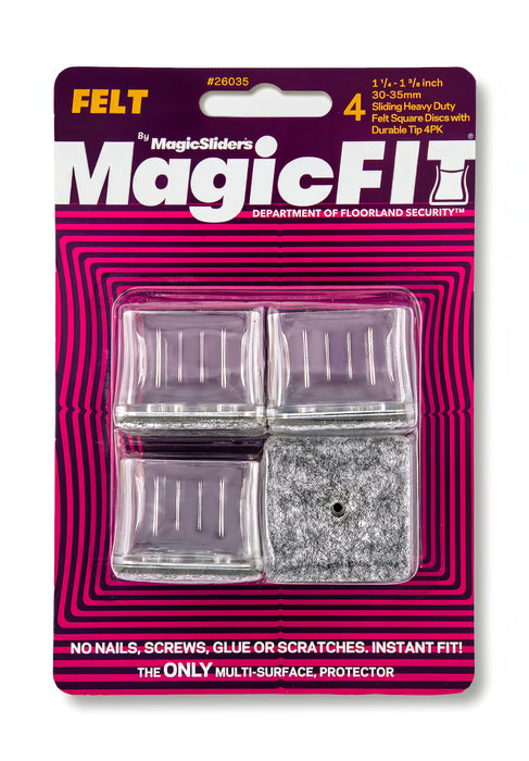 MAGIC FIT - 1 1/4" - 1 3/8" Square Felt - 4 Pack