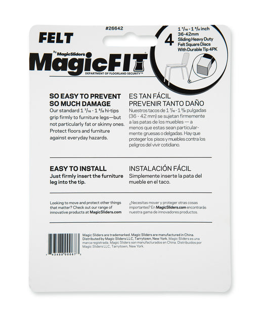 MAGIC FIT - 1 7/16" - 1 5/8" Square Felt - 4 Pack - Magic Sliders