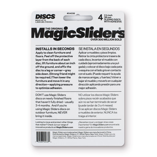 1-1/2 in. (38mm) Round, Self-Adhesive, 4-pack - Magic Sliders