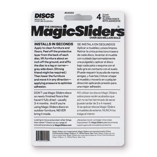 2 in. (50mm) Round, Self-Adhesive, 4-pack - Magic Sliders