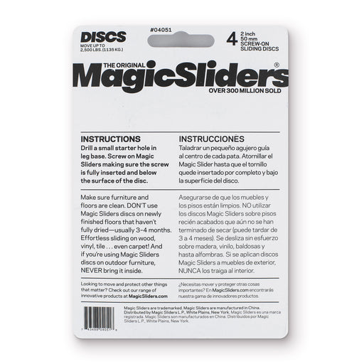 2 in. (50mm) Square, Screw-in, 4-pack - Magic Sliders