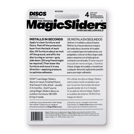 2-3/8 in. (60mm) Round, Self-Adhesive, 4-pack - Magic Sliders